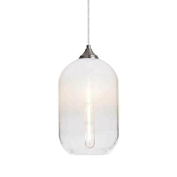 Besa Lighting Omega 12 Cord Pendant, White/Clear, Satin Nickel Finish, 1x4W LED Filament 1JT-OMEGA12WH-EDIL-SN - main